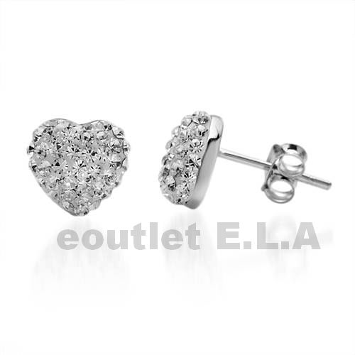 10mm SWAROVSKI CRYSTAL HEART SILVER STUDS